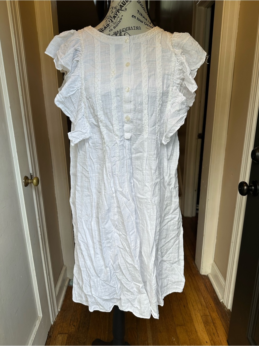 Max Studio White Ruffle Midi Dress Button Front Women’s Size Large